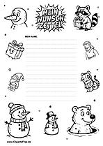 Weihnachts-Wunschzettel mit Rahmen und Sternen