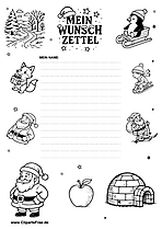 Weihnachtsliste mit Cartoon-Ornamenten als PDF