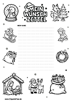 Wunschliste an Weihnachtsmann festlich illustriert