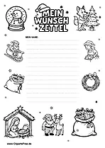 Wunschliste an Weihnachtsmann festlich illustriert