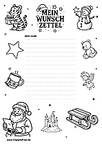 Wunschliste an Weihnachtsmann für Grundschulkinder