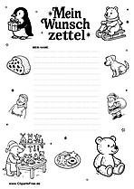 Wunschliste an Weihnachtsmann mit Rahmen