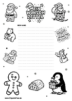 Wunschliste an Weihnachtsmann mit weihnachtlichem Design