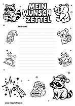 Wunschliste an Weihnachtsmann zum Ausdrucken