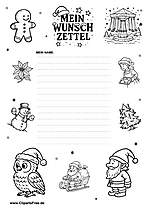 Wunschliste mit Weihnachtsmotiven PDF gratis