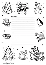 Wunschliste PDF mit Weihnachtsbildern