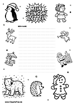 Wunschliste Weihnachten schwarz-weiß druckbar