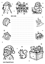 Wunschliste zu Weihnachten zum Selber-Ausfüllen