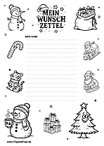 Wunschzettel-Weihnachten zum Drucken im A4 Format