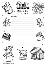 Wunschzettel Druckorlage für Kinder PDF-Download