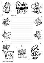 Wunschzettel Druckvorlage an Weihnachtsmann