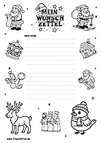 Wunschzettel Druckvorlage an Weihnachtsmann