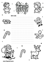 Wunschzettel Druckvorlage schwarz-weiss