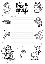 Wunschzettel Druckvorlage schwarz-weiss