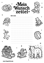 Wunschzettel Druckvorlager für den Weihnachtsmann