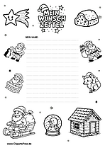 Wunschzettel für Kindergartenkinder Druckvorlage