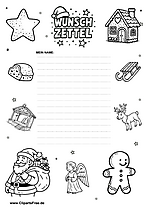 Wunschzettel im Kinderstil zu Weihnachten