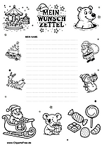 Wunschzettel mit Weihnachtsmotiven zum Drucken