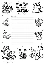 Wunschzettel mit Weihnachtsmotiven zum Drucken
