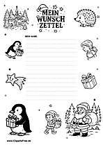 Wunschzettel PDF-Druckvorlage in Schwarz-Weiß