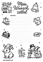 Wunschzettel PDF-Vorlage mit niedlichen Motiven