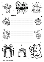 Wunschzettel PDF-Vorlage zu Weihnachten