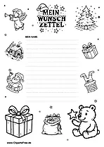 Wunschzettel PDF-Vorlage zu Weihnachten