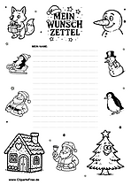 Wunschzettel Vorlage für Kinder festlich illustriert