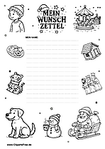 Wunschzettel Vorlage mit Comic-Bildern