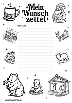 Wunschzettel Vorlage zum Ausmalen PDF