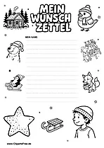 Wunschzettel Weihnachten als Blanko-Vorlage
