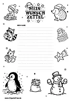 Wunschzettel Weihnachtsversion für Kinder