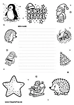 Wunschzettel zu Weihnachten druckbar