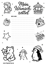 Wunschzettel zu Weihnachten kostenlos drucken