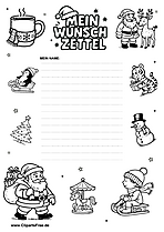 Wunschzettel zu Weihnachten mit Schneetieren