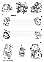 Wunschzettel zum Ausdrucken für den Weihnachtsmann