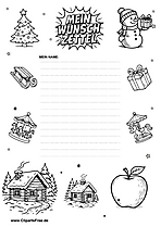 Wunschzettel zum Drucken mit Wintermotiven