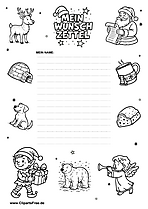 Wunschzettelvorlage mit niedlichen Motiven