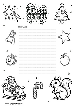 Wunschzettelvorlage zum Ausdrucken mit Rahmen