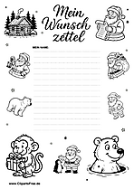 Wunschzettelvorlage zum Ausdrucken mit Weihnachtsdekor