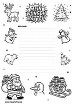 Wunschzettelvorlage zum Ausmalen gratis