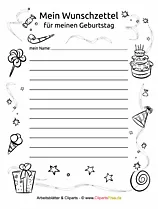 Wish List Template for a birthday