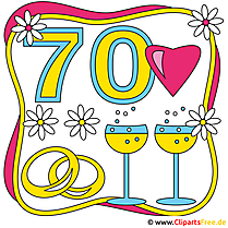 Gnadenhochzeit nach 70 Jahren Karte-Clipart kostenlos