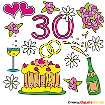 Biserno vjenčanje 30. godišnjica vjenčanja Clipart Image