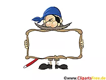 Pirat mit Rahmen zum Beschriften Bild, Clipart, Grafik