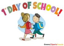 1. Tag in der Schule - Clipart mit Text auf Englisch