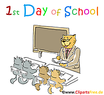 1th Day in the School Clipart, Bild, Grafik, Cartoon