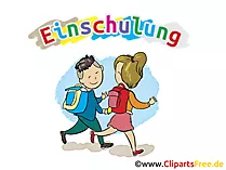 Cartoon Kinder gehen in die Schule