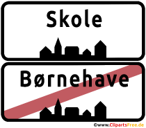 Ende Kindergarten - Anfang Schule als dänisches Vergkehrszeichen Clipart