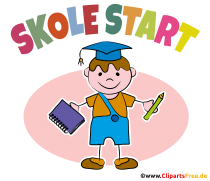 Schulanfang auf Dänisch Grusskarte, Clipart, Bild